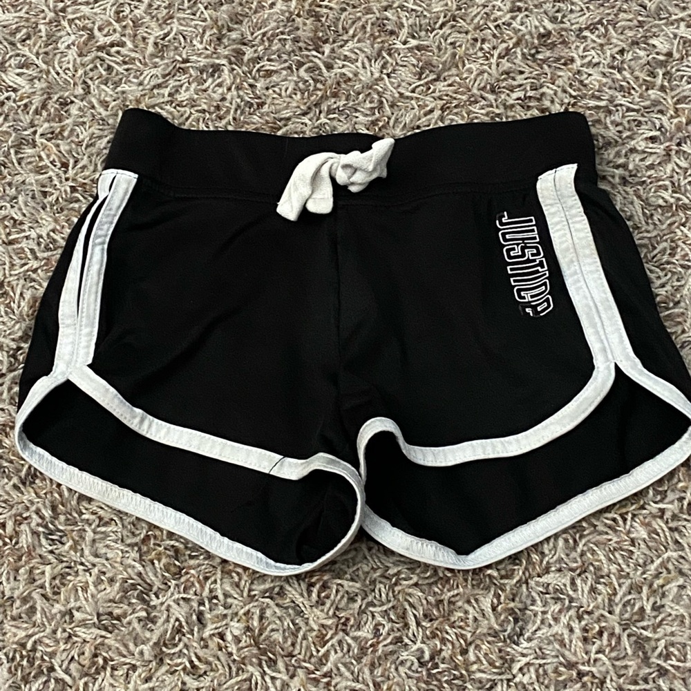 Justice active, black exercise shorts, size 6